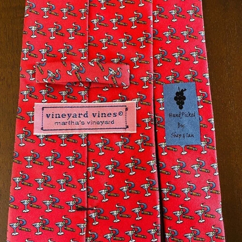 Vineyard Vines Martha's Vineyard Collection Martini & Cigar Tie 100% Silk